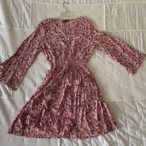 Pink dress with flower print. Size medium